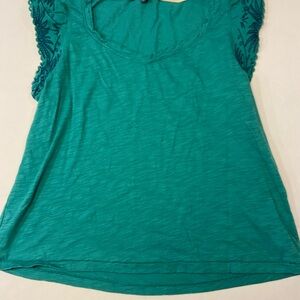 Democracy Teal Blouse with Lace Accents